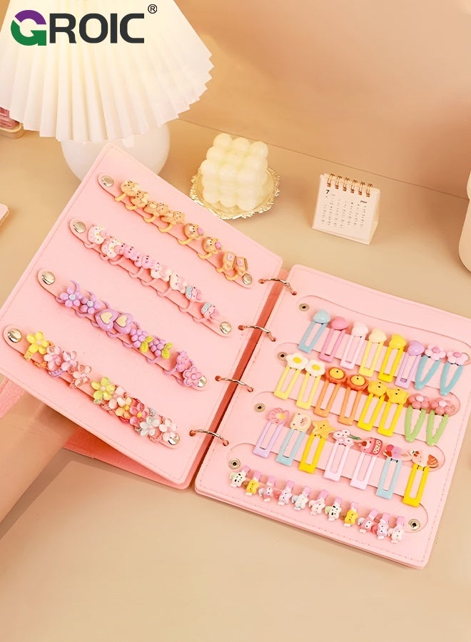 GROIC Hair Clip Organizer Book, Felt Hair Accessories Organizer with 2 Inner Pages, Large Capacity Travel Book-Style Holder for Hair Clips, Headbands, Barrettes, Foldable and convenient Hairpin Holder - Image 1